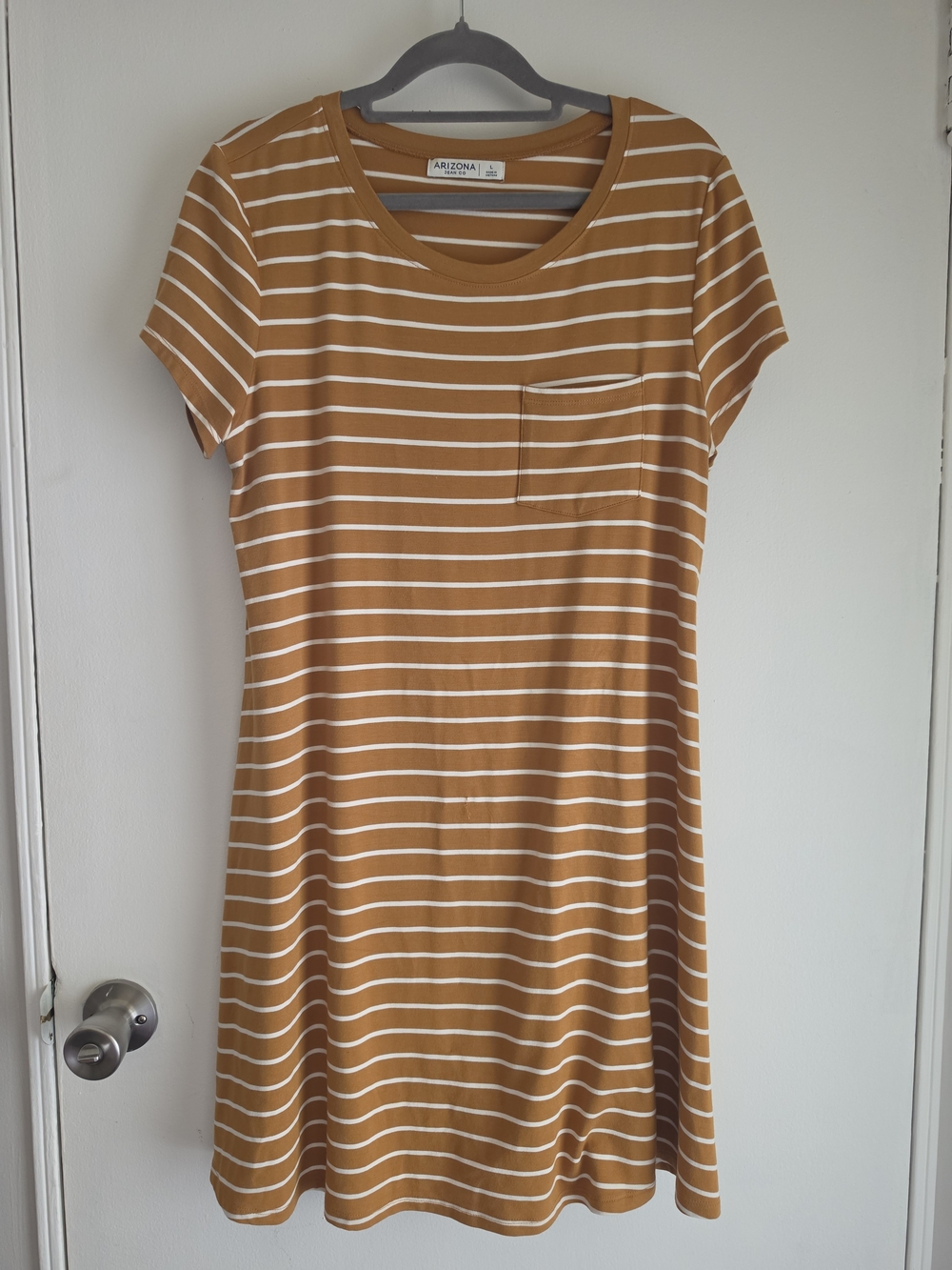 Striped Rayon Casual Dress Size Large